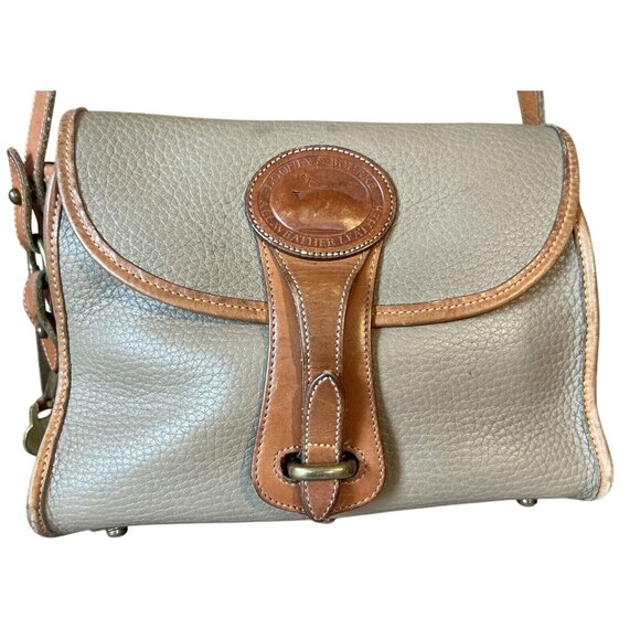 Dooney & Bourke Essex flap Crossbody Shoulder Pebbled Leather Taupe Tan Bag - Picture 2 of 12